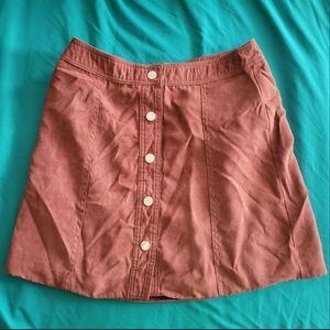 Forever 21 Burgundy/Burnt Orange color button front suede lined skirt size small